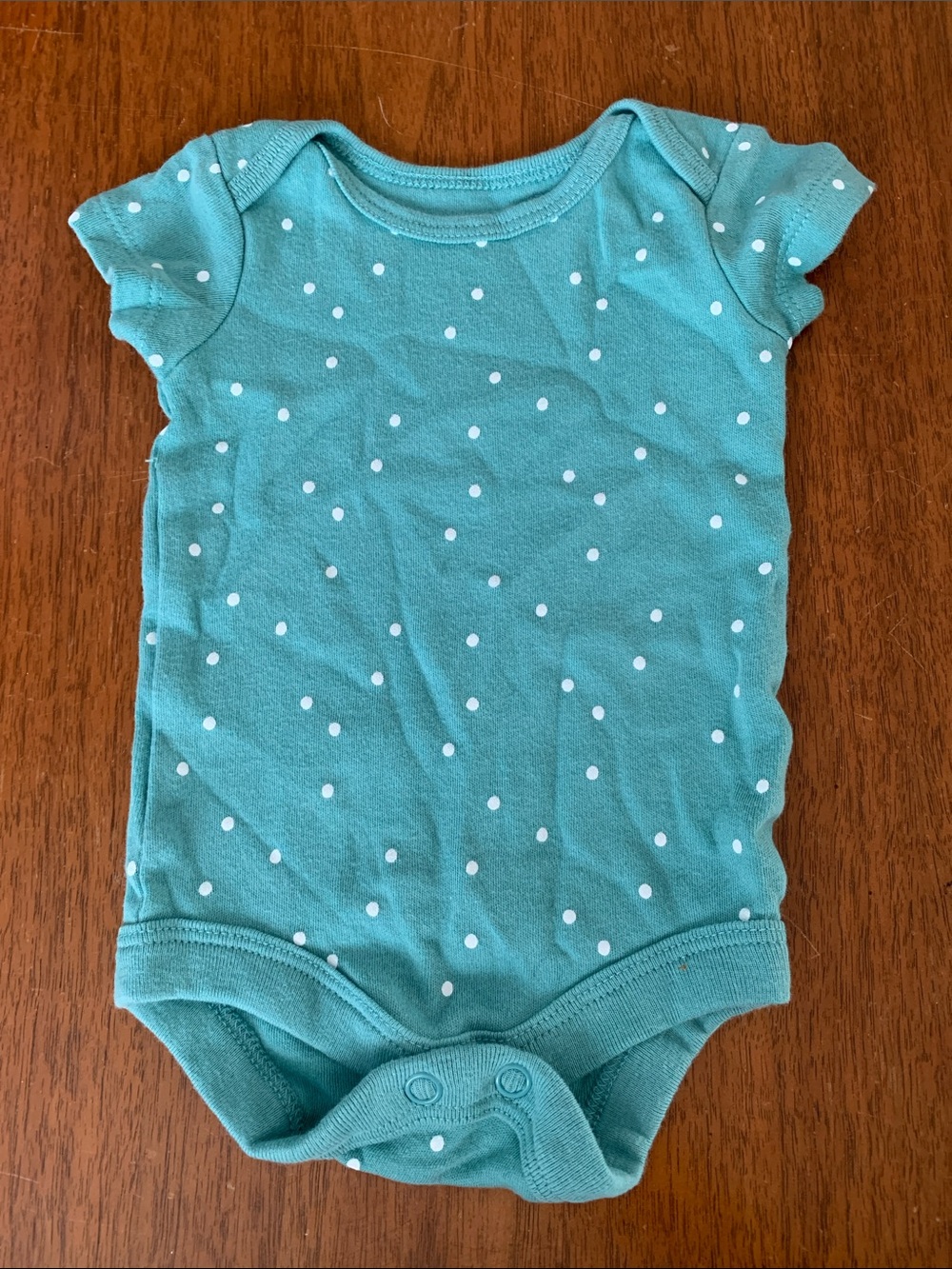 😊FREE😊 NWOT George Newborn Teal Short-Sleeve Polka Dot One-Piece